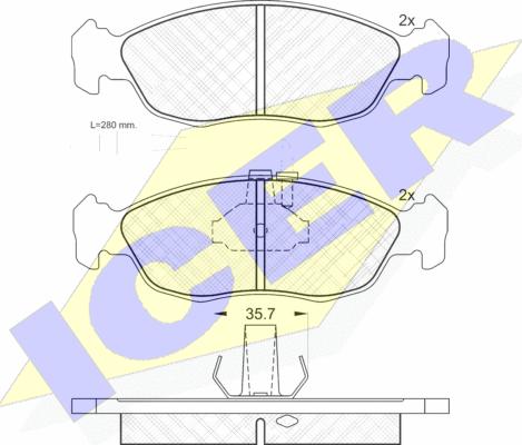 Icer 180932 - Тормозные колодки, дисковые, комплект unicars.by