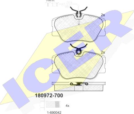 Icer 180972-700 - Тормозные колодки, дисковые, комплект unicars.by