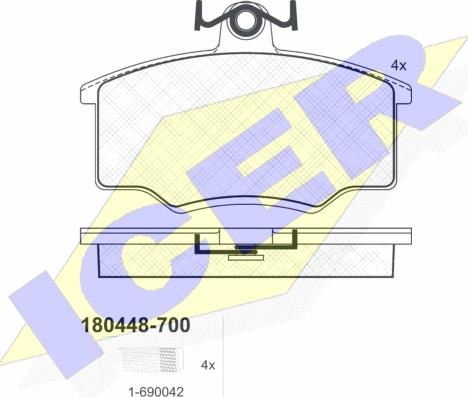 Icer 180448-700 - Тормозные колодки, дисковые, комплект unicars.by