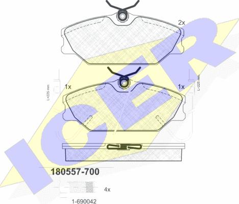 Icer 180557-700 - Тормозные колодки, дисковые, комплект unicars.by