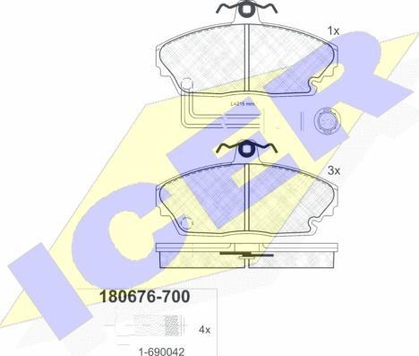 Icer 180676-700 - Тормозные колодки, дисковые, комплект unicars.by