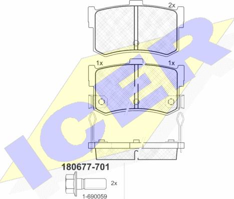 Icer 180677-701 - Тормозные колодки, дисковые, комплект unicars.by