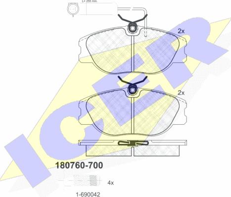 Icer 180760-700 - Тормозные колодки, дисковые, комплект unicars.by