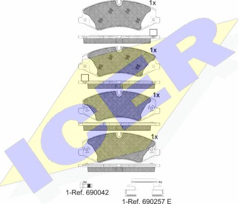 Icer 181957-203 - Тормозные колодки, дисковые, комплект unicars.by