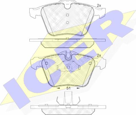 Icer 181902 - Тормозные колодки, дисковые, комплект unicars.by