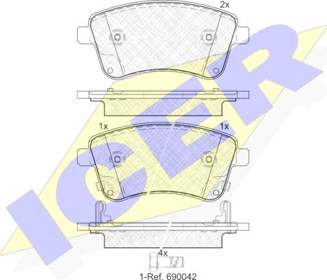 Icer 181985 - Тормозные колодки, дисковые, комплект unicars.by