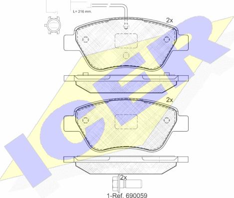 Icer 181444-203 - Тормозные колодки, дисковые, комплект unicars.by