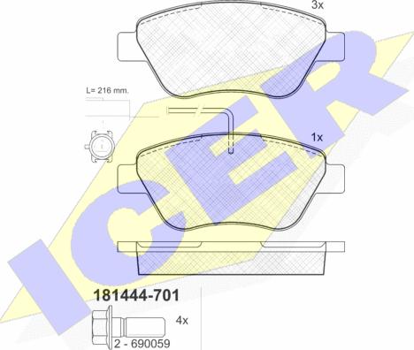 Icer 181444-701 - Тормозные колодки, дисковые, комплект unicars.by