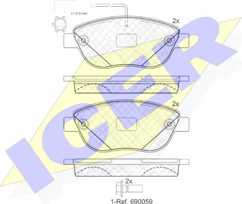 Icer 181440-203 - Тормозные колодки, дисковые, комплект unicars.by