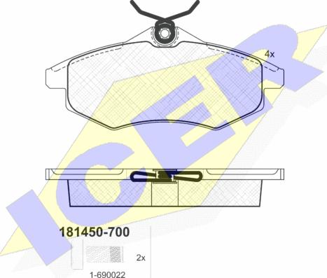 Icer 181450-700 - Тормозные колодки, дисковые, комплект unicars.by