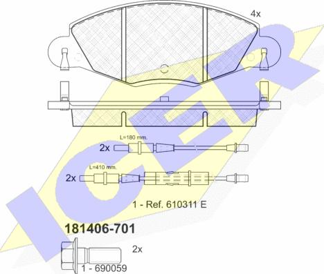 Icer 181406-701 - Тормозные колодки, дисковые, комплект unicars.by