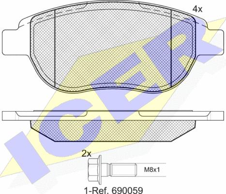 Icer 181429-400 - Тормозные колодки, дисковые, комплект unicars.by