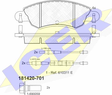 Icer 181420-701 - Тормозные колодки, дисковые, комплект unicars.by