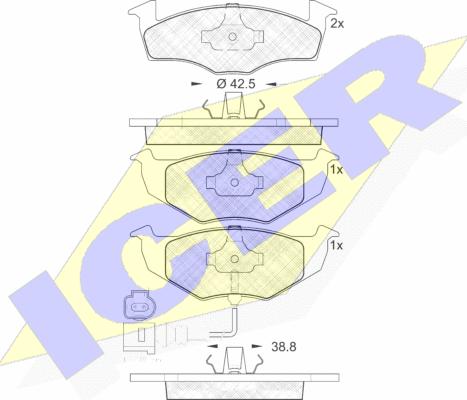 Icer 181590 - Тормозные колодки, дисковые, комплект unicars.by