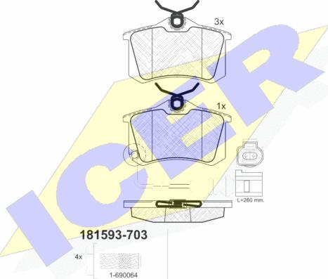 Icer 181593-703 - Тормозные колодки, дисковые, комплект unicars.by