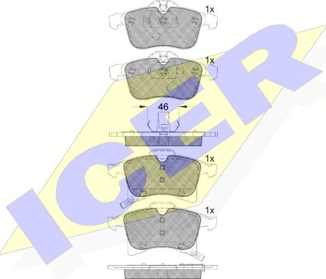 Icer 181592 - Тормозные колодки, дисковые, комплект unicars.by