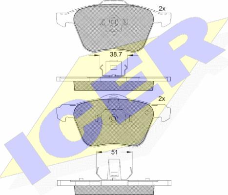 Icer 181551 - Тормозные колодки, дисковые, комплект unicars.by