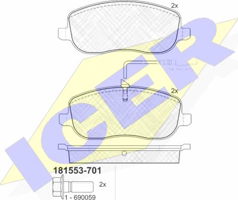 Icer 181553-701 - Тормозные колодки, дисковые, комплект unicars.by