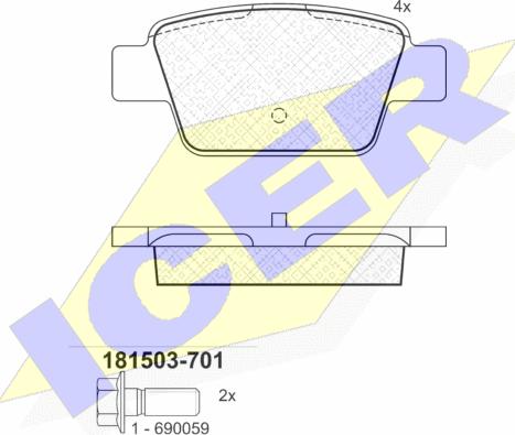 Icer 181503-701 - Тормозные колодки, дисковые, комплект unicars.by