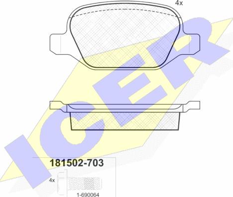 Icer 181502-703 - Тормозные колодки, дисковые, комплект unicars.by