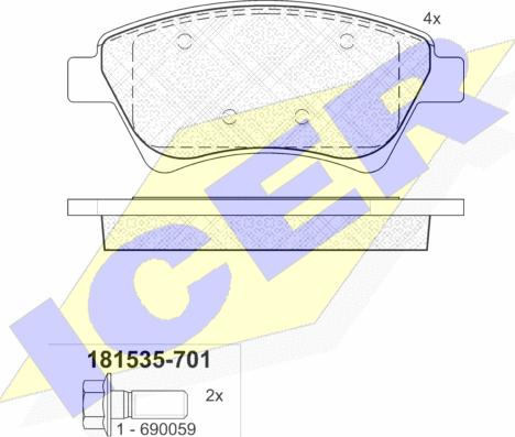 Icer 181535-701 - Тормозные колодки, дисковые, комплект unicars.by