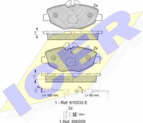 Icer 181527-701 - Тормозные колодки, дисковые, комплект unicars.by