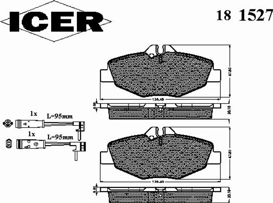 Icer 181527 - Тормозные колодки, дисковые, комплект unicars.by