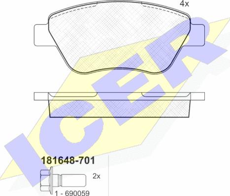 Icer 181648-701 - Тормозные колодки, дисковые, комплект unicars.by