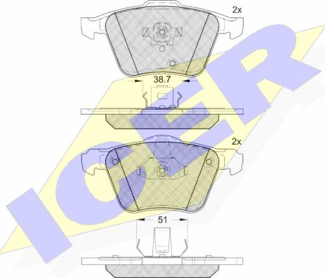 Icer 181655 - Тормозные колодки, дисковые, комплект unicars.by