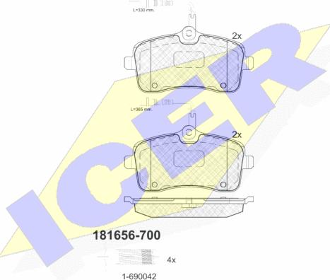 Icer 181656-700 - Тормозные колодки, дисковые, комплект unicars.by