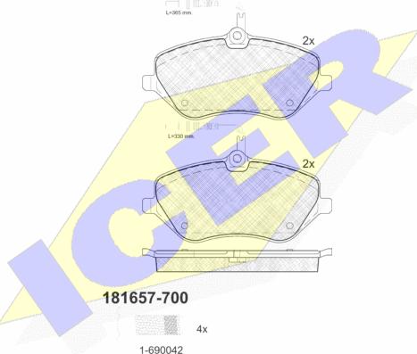 Icer 181657-700 - Тормозные колодки, дисковые, комплект unicars.by