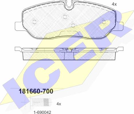 Icer 181660-700 - Тормозные колодки, дисковые, комплект unicars.by