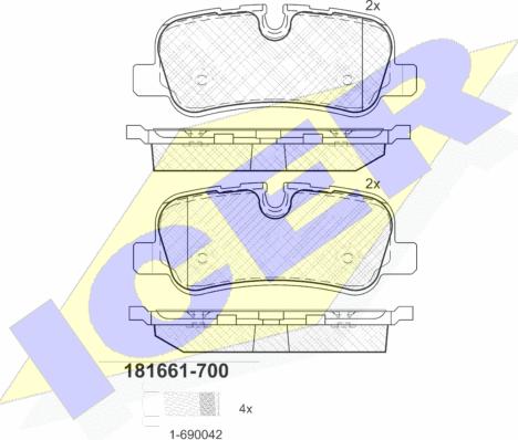 Icer 181661-700 - Тормозные колодки, дисковые, комплект unicars.by