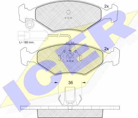 Icer 181603 - Тормозные колодки, дисковые, комплект unicars.by