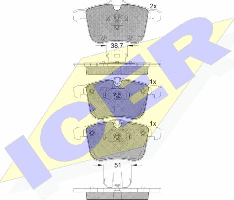 Icer 181681 - Тормозные колодки, дисковые, комплект unicars.by