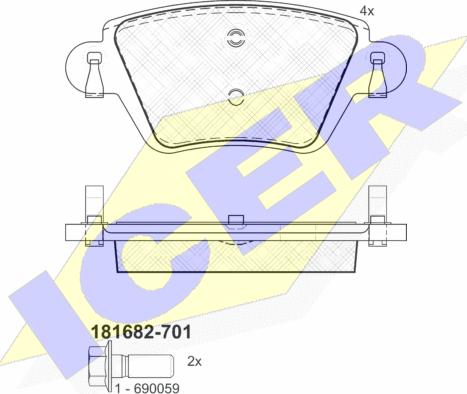 Icer 181682-701 - Тормозные колодки, дисковые, комплект unicars.by