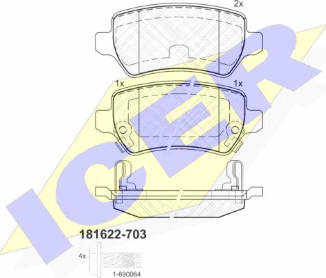 Icer 181622-703 - Тормозные колодки, дисковые, комплект unicars.by