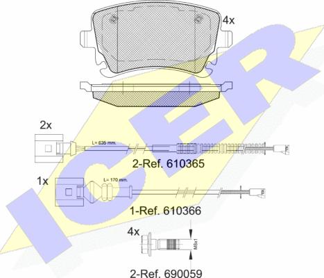 Icer 181674-208 - Тормозные колодки, дисковые, комплект unicars.by