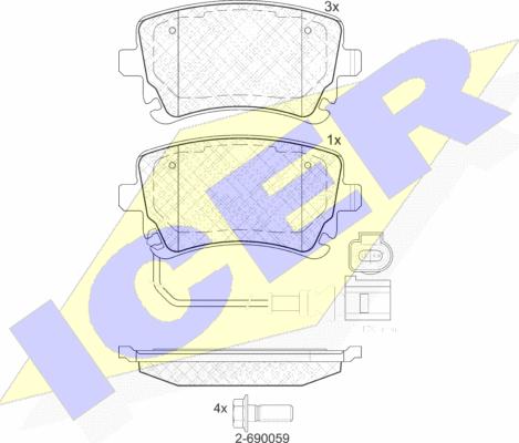 Icer 181674-203 - Тормозные колодки, дисковые, комплект unicars.by