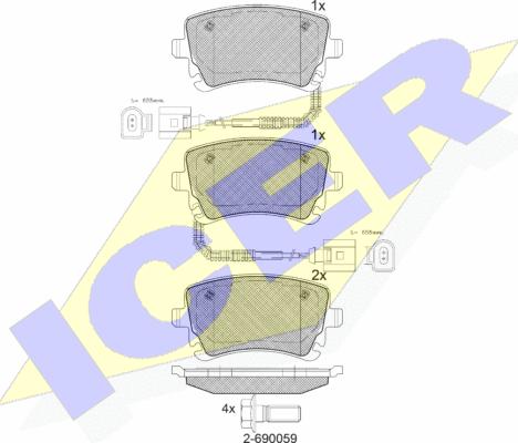 Icer 181674 - Тормозные колодки, дисковые, комплект unicars.by