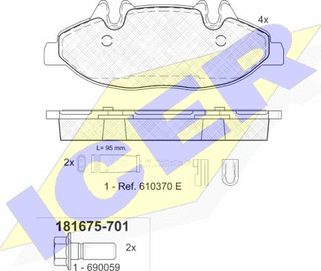 Icer 181675-701 - Тормозные колодки, дисковые, комплект unicars.by