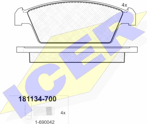 Icer 181134-700 - Тормозные колодки, дисковые, комплект unicars.by