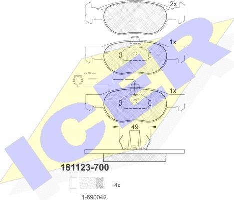 Icer 181123-700 - Тормозные колодки, дисковые, комплект unicars.by