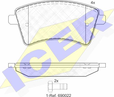 Icer 181854-200 - Тормозные колодки, дисковые, комплект unicars.by