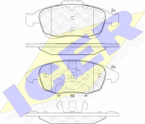 Icer 181852 - Тормозные колодки, дисковые, комплект unicars.by