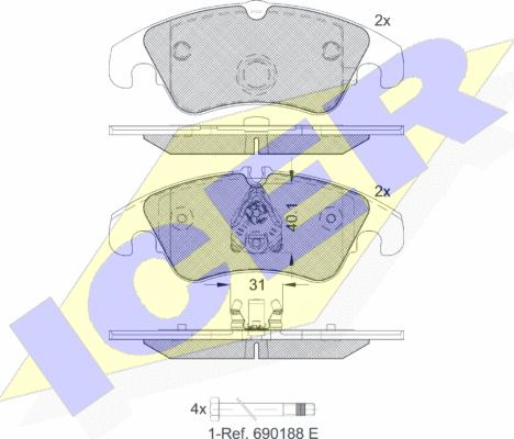 Icer 181862-203 - Тормозные колодки, дисковые, комплект unicars.by