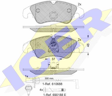 Icer 181862-202 - Тормозные колодки, дисковые, комплект unicars.by