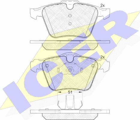 Icer 181805 - Тормозные колодки, дисковые, комплект unicars.by