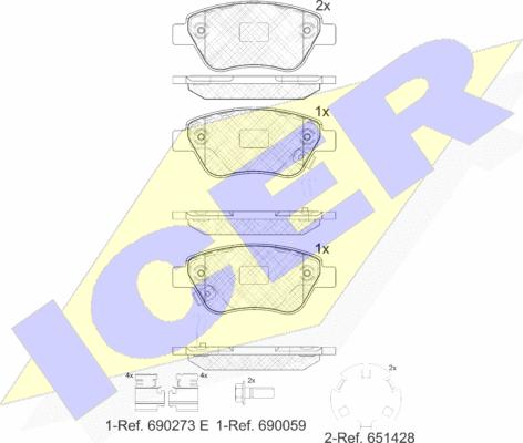 Icer 181810-203 - Тормозные колодки, дисковые, комплект unicars.by