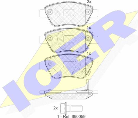 Icer 181810 - Тормозные колодки, дисковые, комплект unicars.by